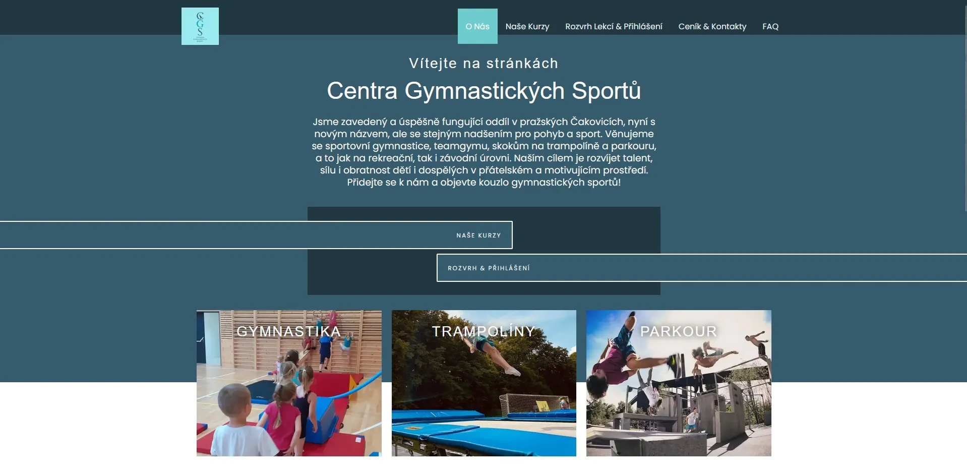 Původní web Centra gymnastických sportů
